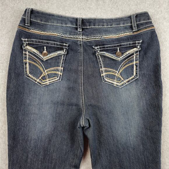 Cato Premium Jeans Size 12 Classic Dark Bootcut Embellished Pockets 31" Waist - Picture 9 of 16